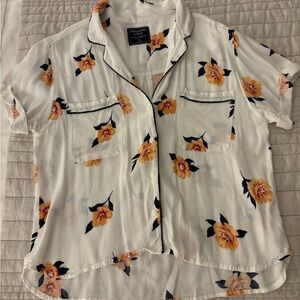 Abercrombie & Fitch White Floral Button-Down Shirt